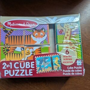 Melissa & Doug 2-in-1 Cube Puzzle - Orange, Green, Purple